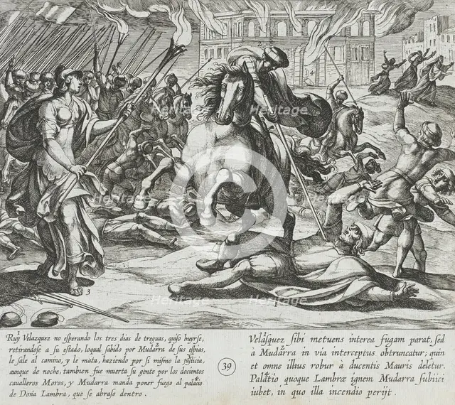 Ruy Velazquez Attempts to Escape and is Slain by Mudarra, 1612. Creator: Antonio Tempesta.