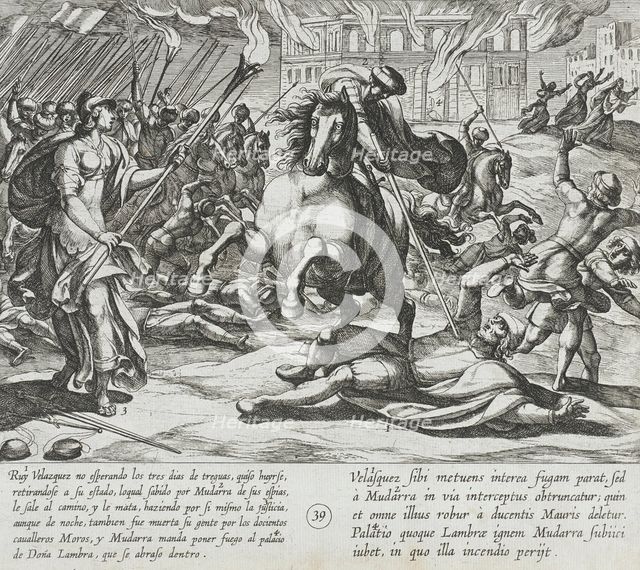Ruy Velazquez Attempts to Escape and is Slain by Mudarra, 1612. Creator: Antonio Tempesta.