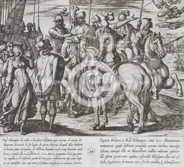 Ruy Velazquez Gives the Infantes Their Orders, Having Prepared an Ambush by the Moors, 1612. Creator: Antonio Tempesta.