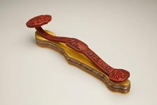 Ruyi scepter with fabric base, 1700s. Creator: Unknown