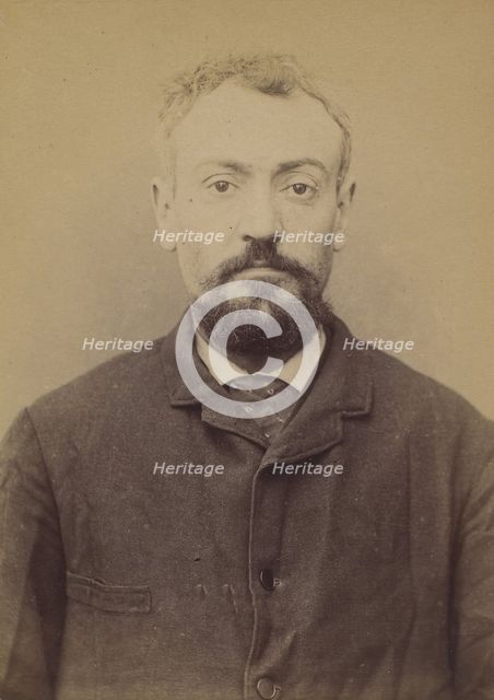 Ruaud. Jean-Baptiste. 35 ans, né à Limoges le 28/7/58. Cordonnier. Anarchiste. 4/2/94. , 1894. Creator: Alphonse Bertillon.