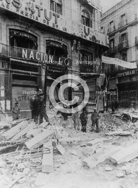 Rubble in the main street, Palma, Majorca, Spain, Spanish Civil War, c1936. Artist: Unknown