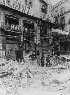 Rubble in the main street, Palma, Majorca, Spain, Spanish Civil War, c1936