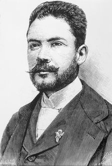 Rubén Darío (1867-1916, Nicaraguan poet, engraving in 1892