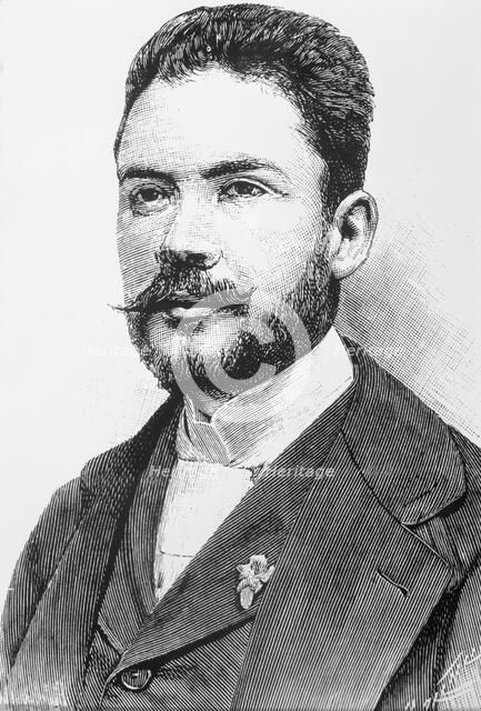 Rubén Darío (1867-1916, Nicaraguan poet, engraving in 1892.