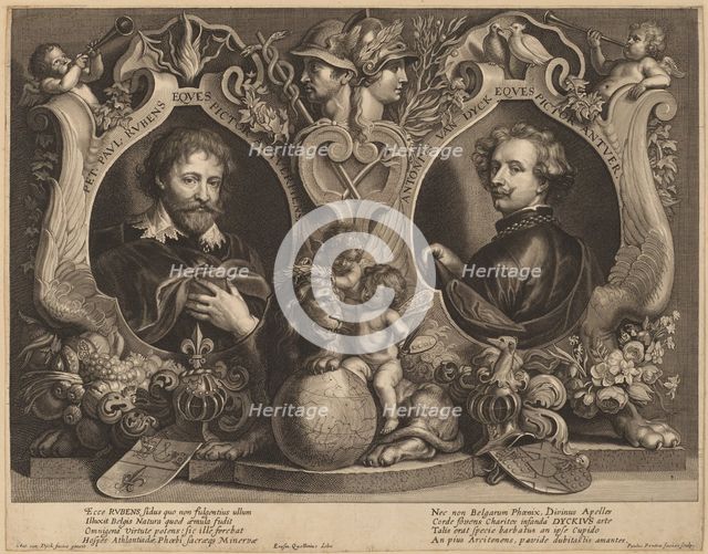Rubens and van Dyck, a Double Portrait. Creator: Paulus Pontius.