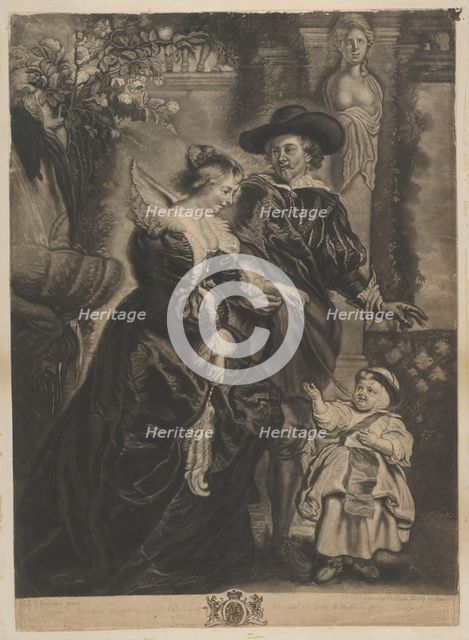 Rubens, his wife, Helena Fourment, and their child, ca. 1770. Creator: Charles Phillips.
