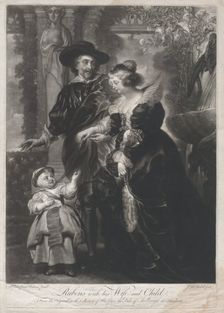 Rubens, his wife, Helena Fourment, and their son, Frans, ca. 1740-65. Creator: James McArdell
