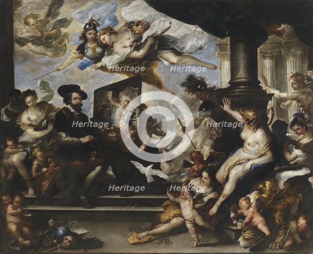 Rubens painting the Allegory of Peace. Artist: Giordano, Luca (1632-1705)