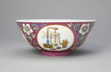 Ruby-Ground Medallion Bowl, Qing dynasty (1644-1911), Daoguang reign (1821-1850). Creator: Unknown