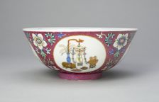 Ruby-Ground Medallion Bowl, Qing dynasty (1644-1911), Daoguang reign (1821-1850). Creator: Unknown