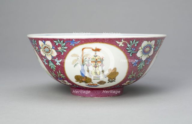 Ruby-Ground Medallion Bowl, Qing dynasty (1644-1911), Daoguang reign (1821-1850). Creator: Unknown.