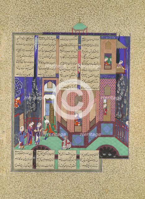 Rudaba's Maids Return to the Palace, Folio 71v from the Shahnama (Book of Kings)..., ca. 1525. Creators: Qasim ibn 'Ali, Qadimi, 'Abd al-'Aziz.