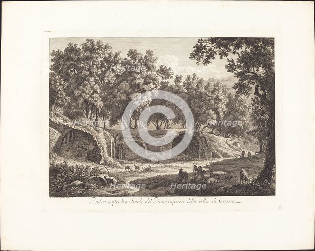 Ruderi essistenti a Tivoli del Piano inferiore della villa di Cassio, 1798. Creator: Albert Christoph Dies.