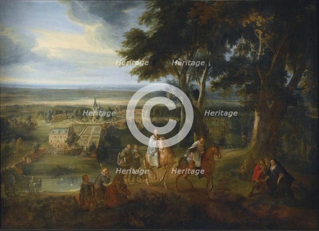 Rudolf of Habsburg (1218-1291) handing over his horse to a priest delivering the viaticum. Artist: D'Arthois, Jacques (1613-1686)