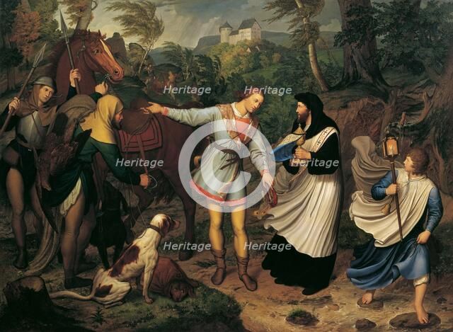 Rudolf of Habsburg and the priest, 1828. Creator: Schnorr von Carolsfeld, Ludwig Ferdinand (1788-1853).