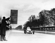 Rudolf Caracciola driving Mercedes-Benz W25 Streamliner car, 1934