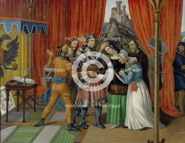 Rudolf I of Habsburg (1273-1291) married his son Rudolf II to Agnes of Bohemia..., Mid of 19th cen.. Creator: Anonymous ().