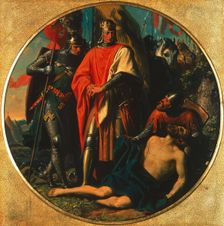 Rudolf I of Habsburg at Ottokar's body near Dürnkrut in 1278, c1868. Creator: Carl von Blaas