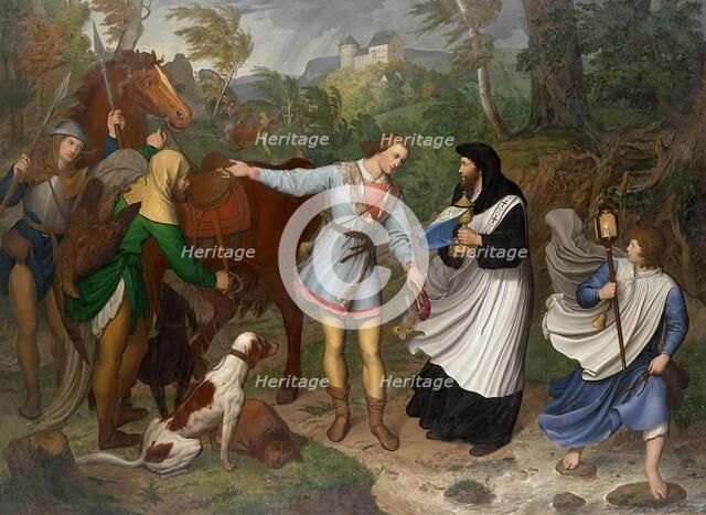 Rudolf von Habsburg and the priest, 1828. Creator: Ludwig Ferdinand Schnorr von Carolsfeld.