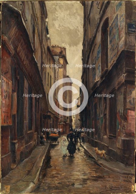 Rue Beaubourg at the corner of rue Simon-le-Franc, 1897. Creator: Paul Schaan.