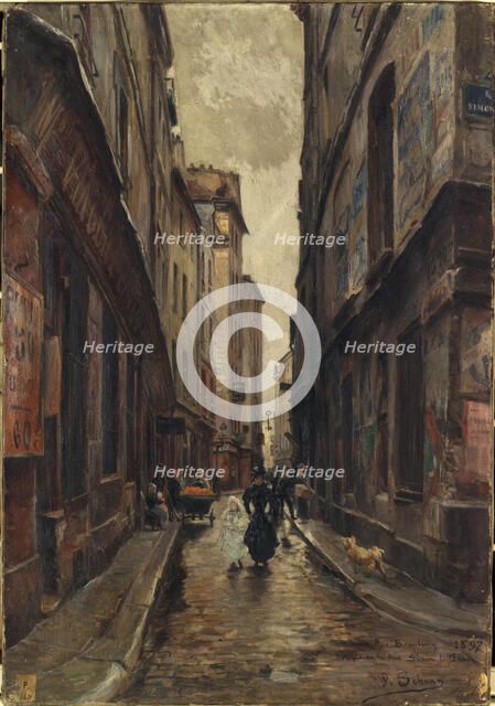 Rue Beaubourg at the corner of rue Simon-le-Franc, 1897. Creator: Paul Schaan.