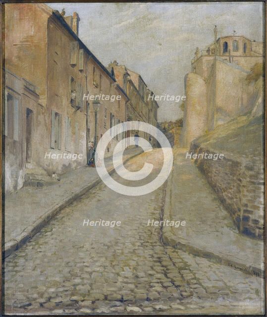 Rue Cortot in Montmartre, seen from rue des Saules, 1898. Creator: Edouard Zawiski.