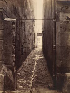 Rue du Chat-qui-Pêche (from the Rue de la Huchette), ca. 1868. Creator: Charles Marville