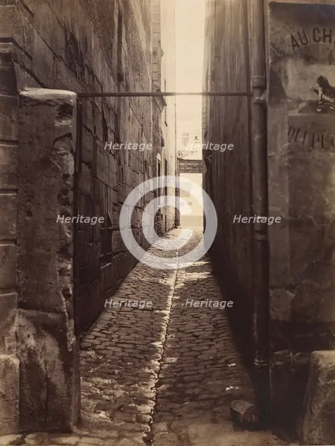 Rue du Chat-qui-Pêche (from the Rue de la Huchette), ca. 1868. Creator: Charles Marville.