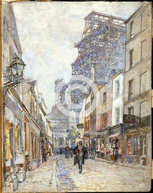 Rue du Chevalier-de-la-Barre, with Sacre-Coeur under construction, 1899. Creator: Unknown.
