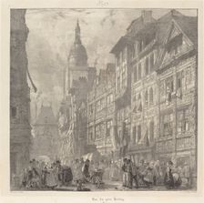 Rue du gros-horloge, Rouen, 1824. Creator: Richard Parkes Bonington
