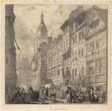 Rue du gros-horloge, Rouen, 1824. Creator: Richard Parkes Bonington