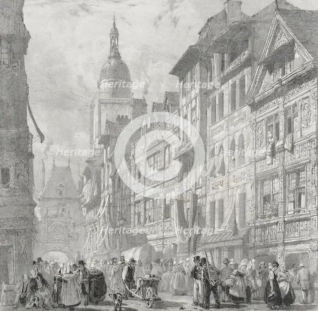 Rue du Gros Horloge, Rouen, 1824. Creator: Richard Parkes Bonington.