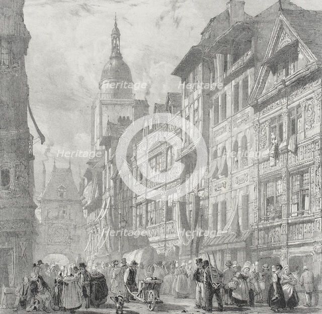 Rue du Gros Horloge, Rouen, 1824. Creator: Richard Parkes Bonington.