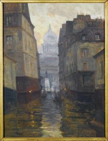 Rue du Haut-Pavé towards Place Maubert (floods from 1910), 1910. Creator: Germain Eugene Bonneton