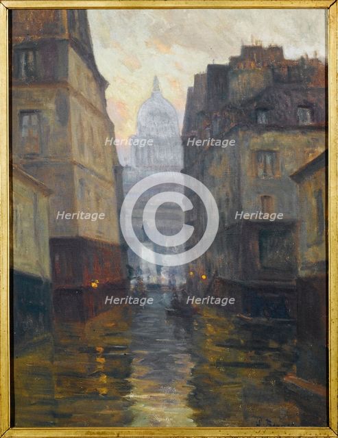 Rue du Haut-Pavé towards Place Maubert (floods from 1910), 1910. Creator: Germain Eugene Bonneton.