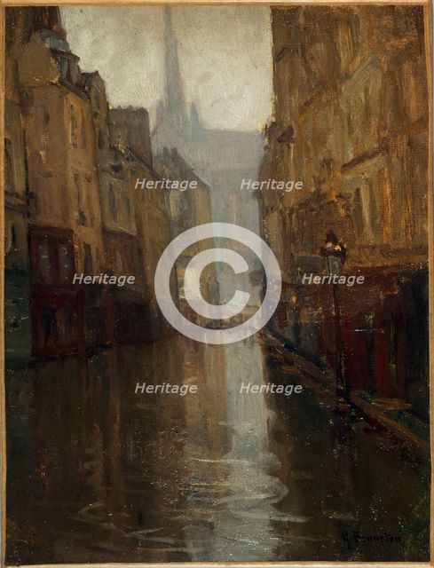 Rue du Haut-Pavé towards the Quai de Montebello (floods of 1910), 1910. Creator: Germain Eugene Bonneton.