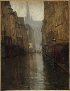 Rue du Haut-Pavé towards the Quai de Montebello (floods of 1910), 1910. Creator: Germain Eugene Bonneton