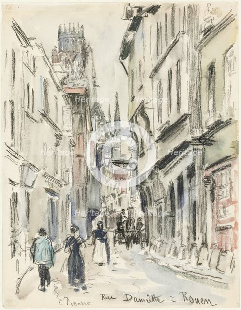 Rue Damiette, Rouen, c. 1884. Creator: Camille Pissarro (French, 1830-1903).
