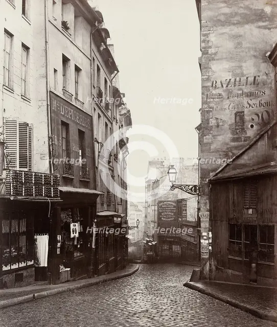 Rue de la Montagne-Sainte-Geneviève near the Intersection of Rue LaPlace..., 1865/69. Creator: Charles Marville.