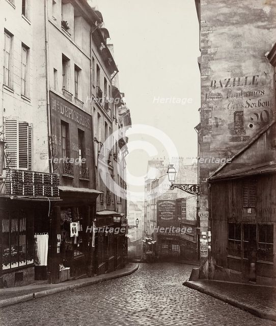 Rue de la Montagne-Sainte-Geneviève near the Intersection of Rue LaPlace..., 1865/69. Creator: Charles Marville.