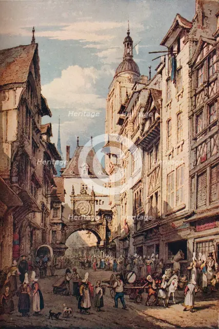 'Rue De La Grosse Horloge, Rouen', 1821. Artist: Henry Edridge.
