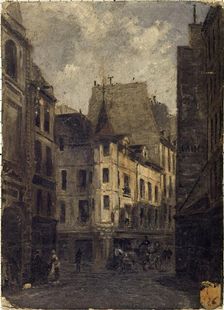 Rue de l'Ecole-de-Medecine with Marat's house, current 6th arrondissement, c1855 — 1865. Creator: Charles Fichot