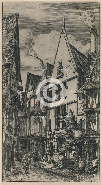 'Rue Des Toiles A Bourges (5th State, 8 1/2 x 4 3/4 Inches)', 1853, (1927). Artist: Charles Meryon.