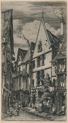 Rue Des Toiles A Bourges (5th State, 8 1/2 x 4 3/4 Inches) 1853, (1927). Artist: Charles Meryon