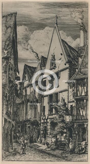 'Rue Des Toiles A Bourges (5th State, 8 1/2 x 4 3/4 Inches)', 1853, (1927). Artist: Charles Meryon.