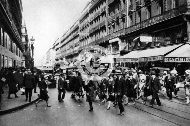 Rue Lafayette at shopping time, Paris, 1931.Artist: Ernest Flammarion