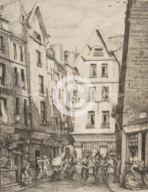 Rue Pirouette aux Halles (Rue Pirouette aux Halles, Paris, after Laurence), 1860. Creator: Charles Meryon.