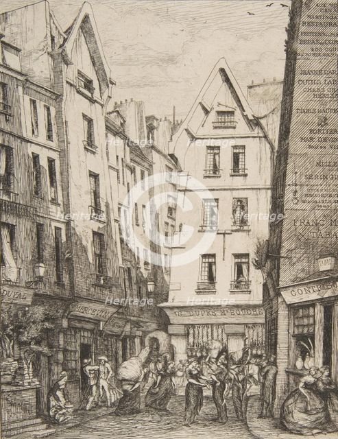 Rue Pirouette aux Halles (Rue Pirouette aux Halles, Paris, after Laurence), 1860. Creator: Charles Meryon.