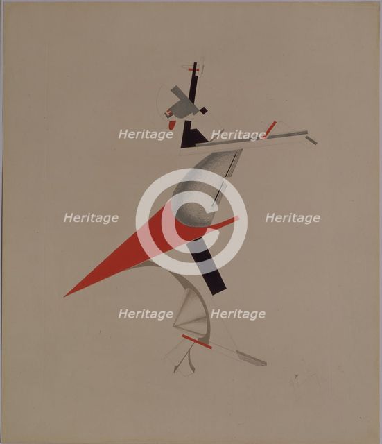 Ruffian. Figurine for the opera Victory over the sun by A. Kruchenykh, 1920-1921. Artist: Lissitzky, El (1890-1941)